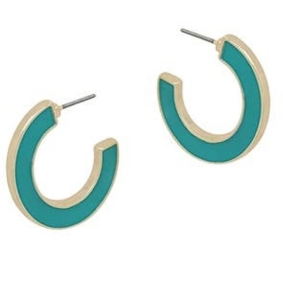 NEW MARLYN SCHIFF Hoop Pierced Earrings in Turquoise/Silver - Picture 6 of 6
